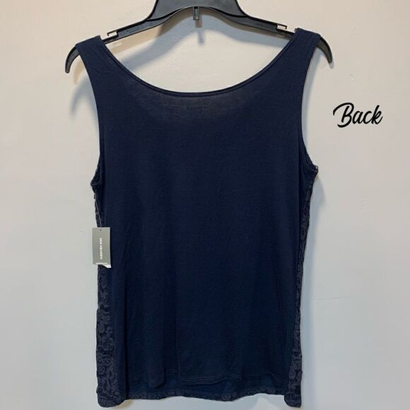 $5 item/ NWT Gf Van Heusen Soft stretchy navy lace front tank top - Picture 6 of 12